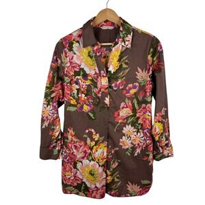 Soft Surroundings Floral Tunic Top Size S/M Long Sleeve‎ Boho Artsy Cottage Fall